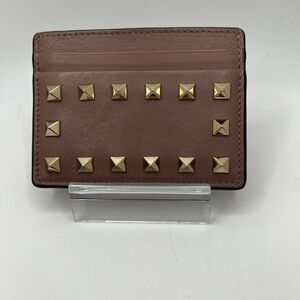 GUC Valentino Beige Leather Rockstud Card Holder